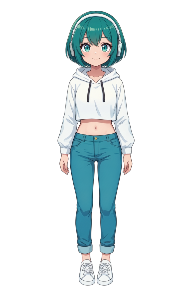 Full-body view of Topi standing, with Jeff the parrot perched on her left shoulder.